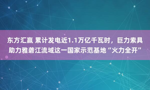 东方汇赢 累计发电近1.1万亿千瓦时，巨力索具助力雅砻江流域这一国家示范基地“火力全开”